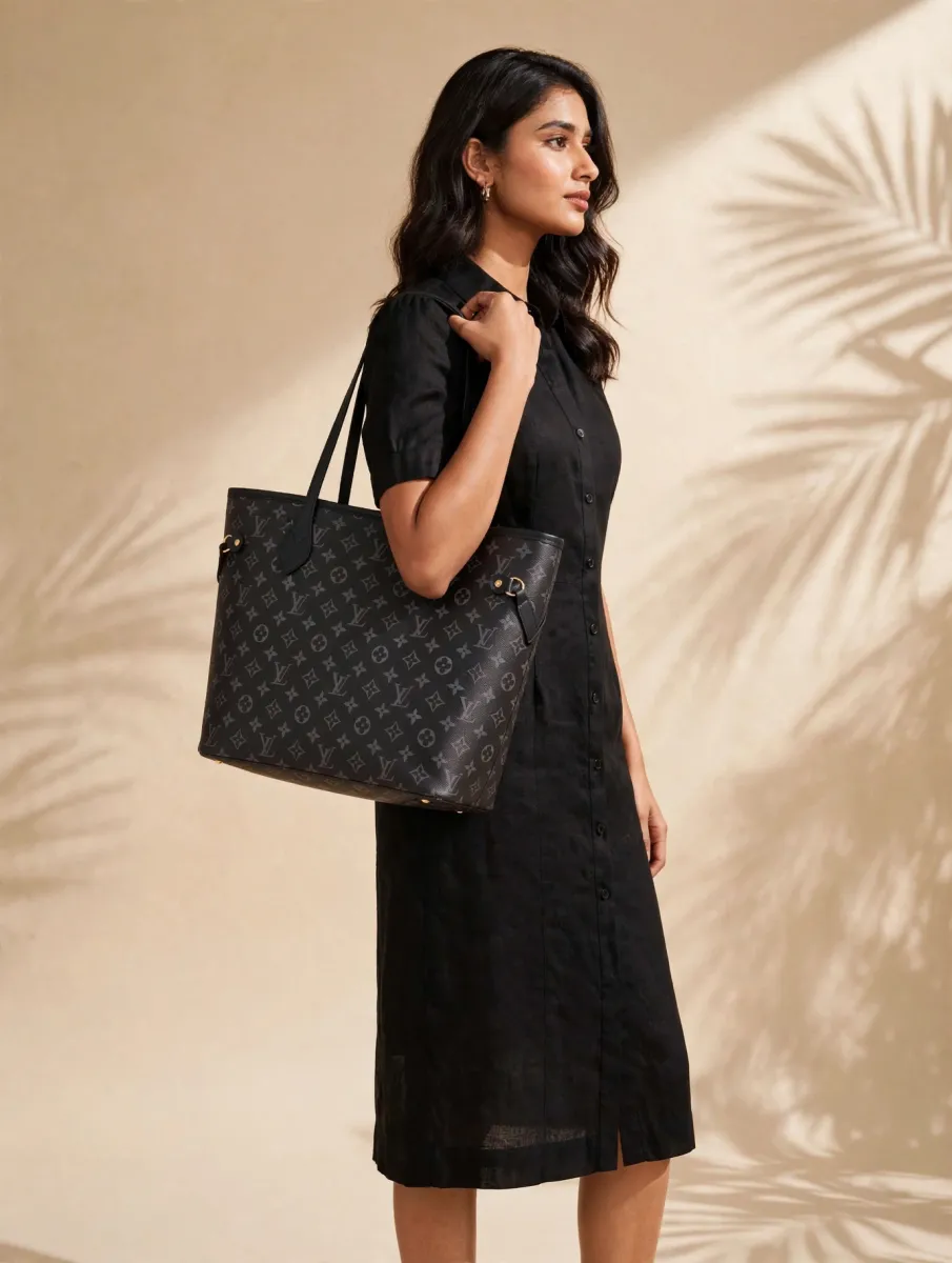 Black LV Monogram Tote Bag