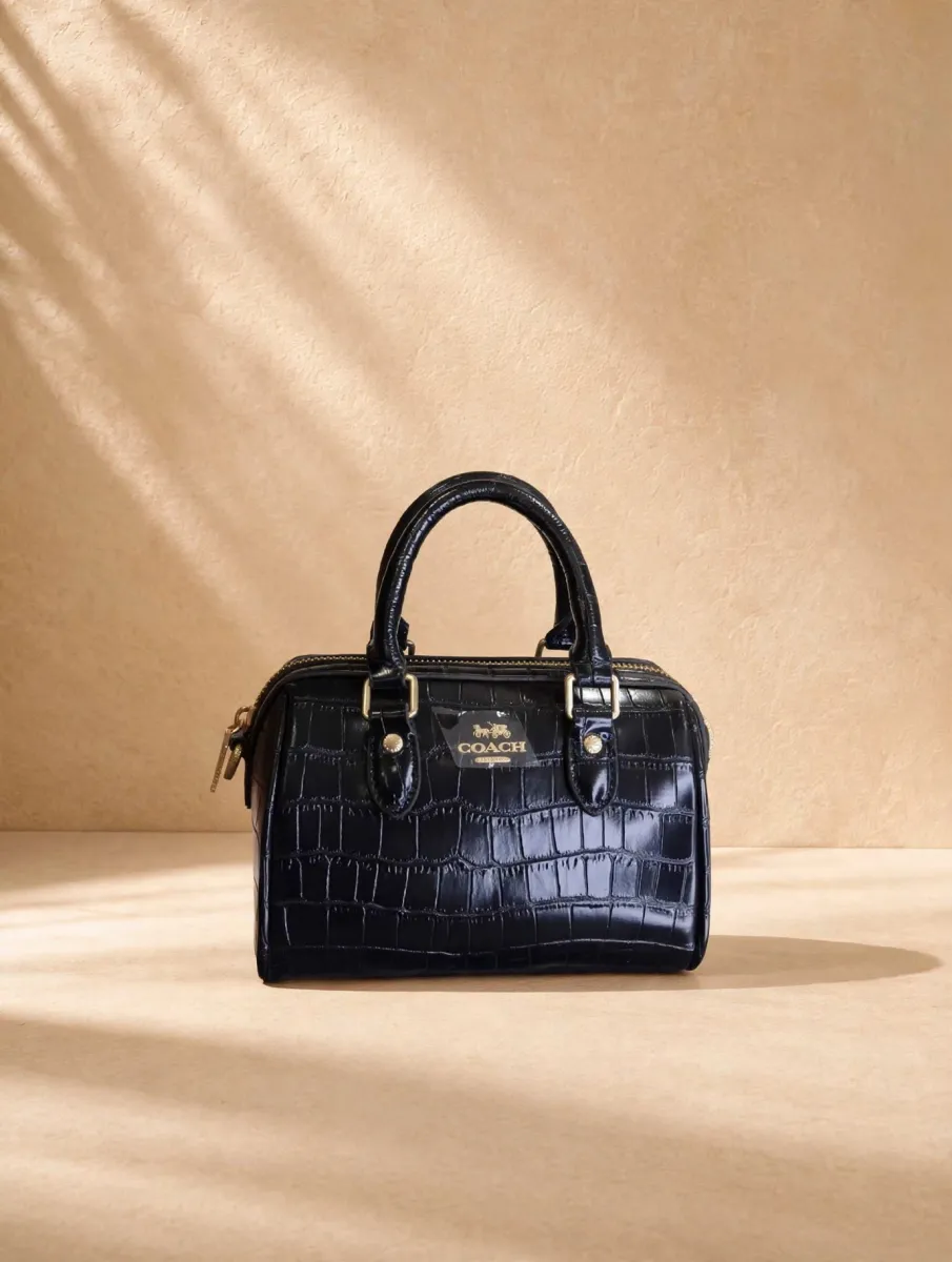 Coach Croc Mini Boston Bag - Black