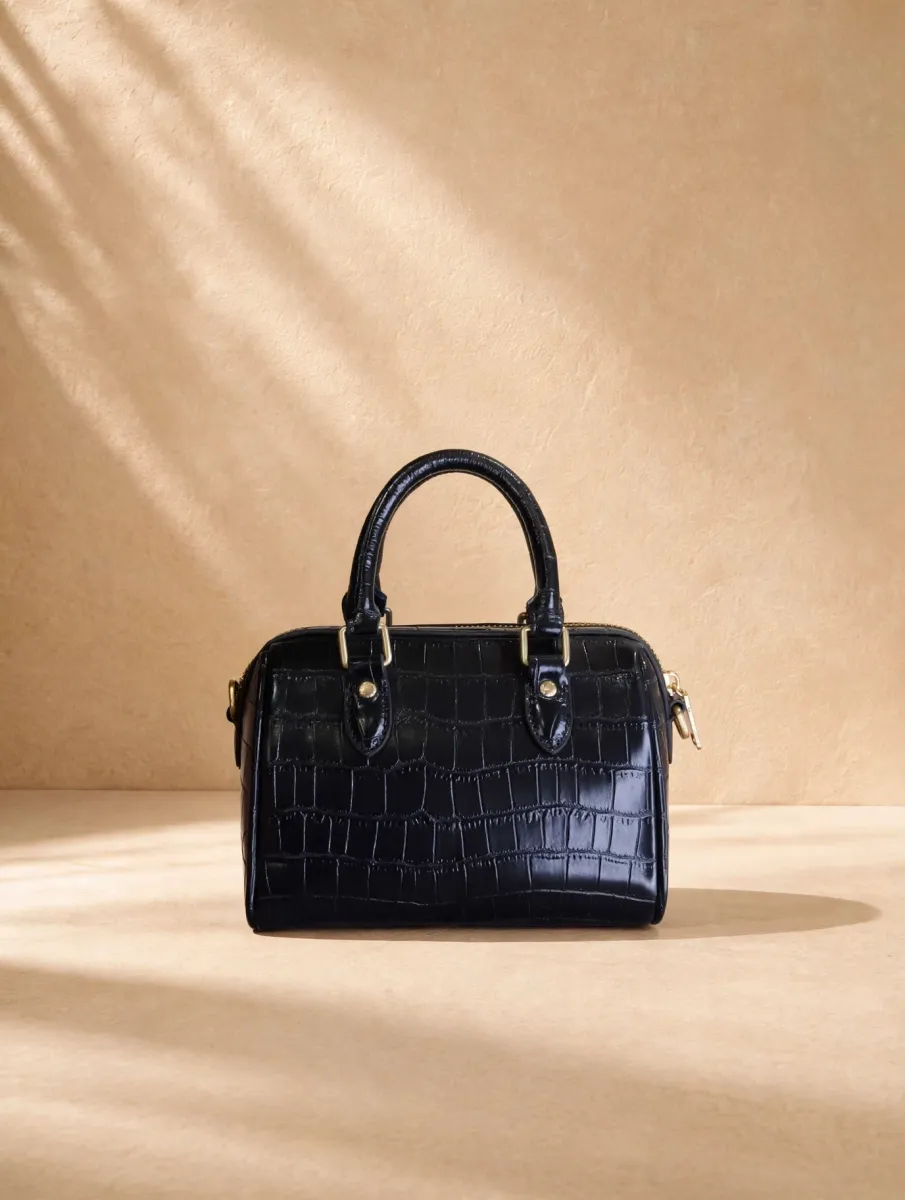 Coach Croc Mini Boston Bag - Black