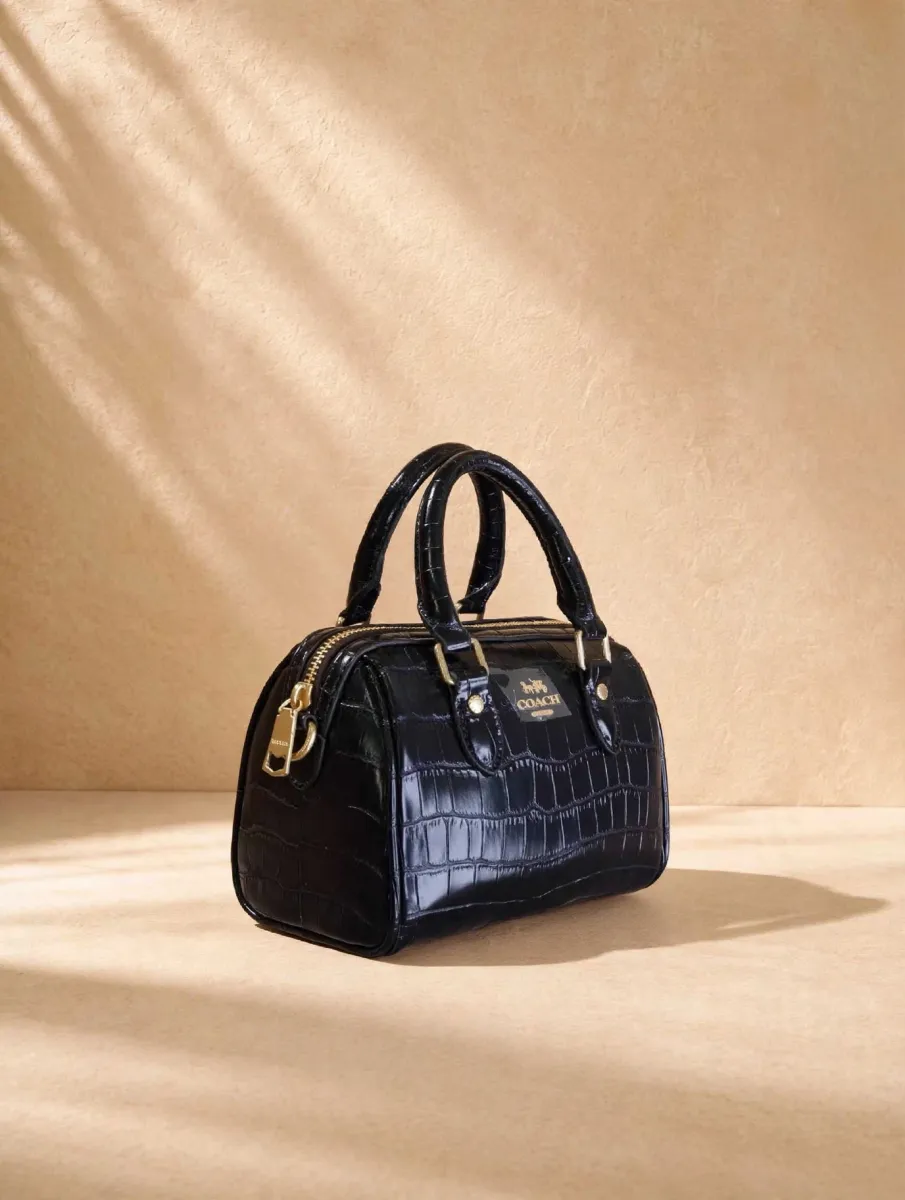 Coach Croc Mini Boston Bag - Black