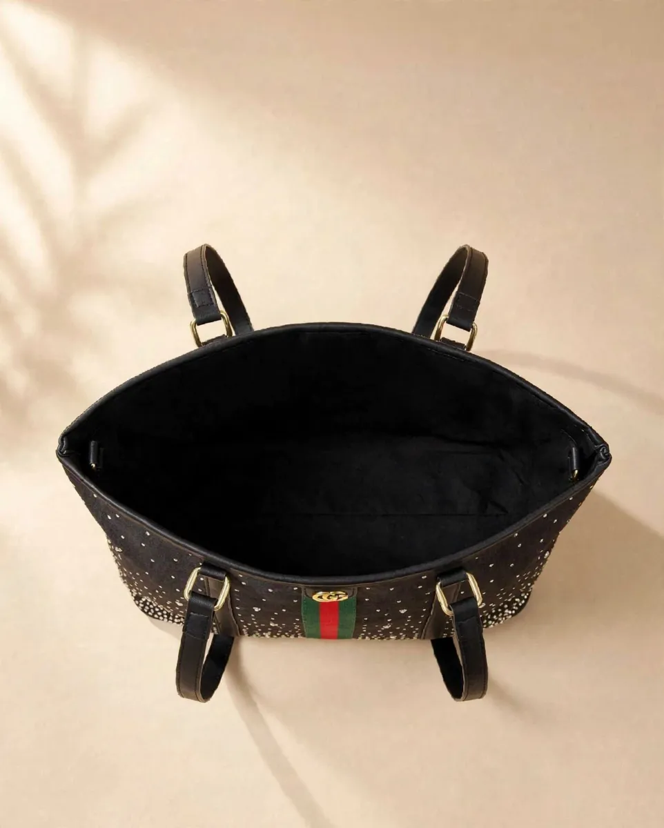 Black Studded Tote Bag