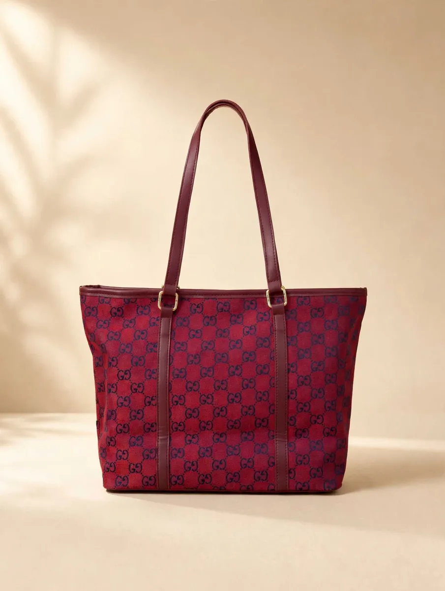 Maroon Studded Tote Bag