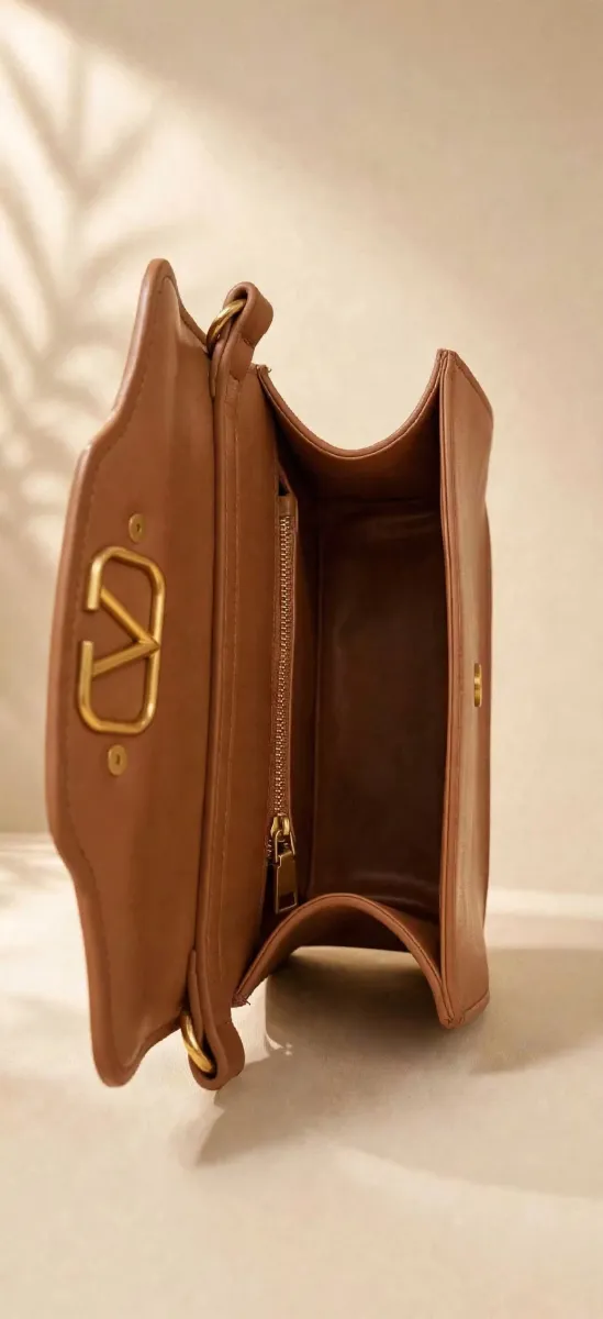 V-Clasp Tan Mini Handbag