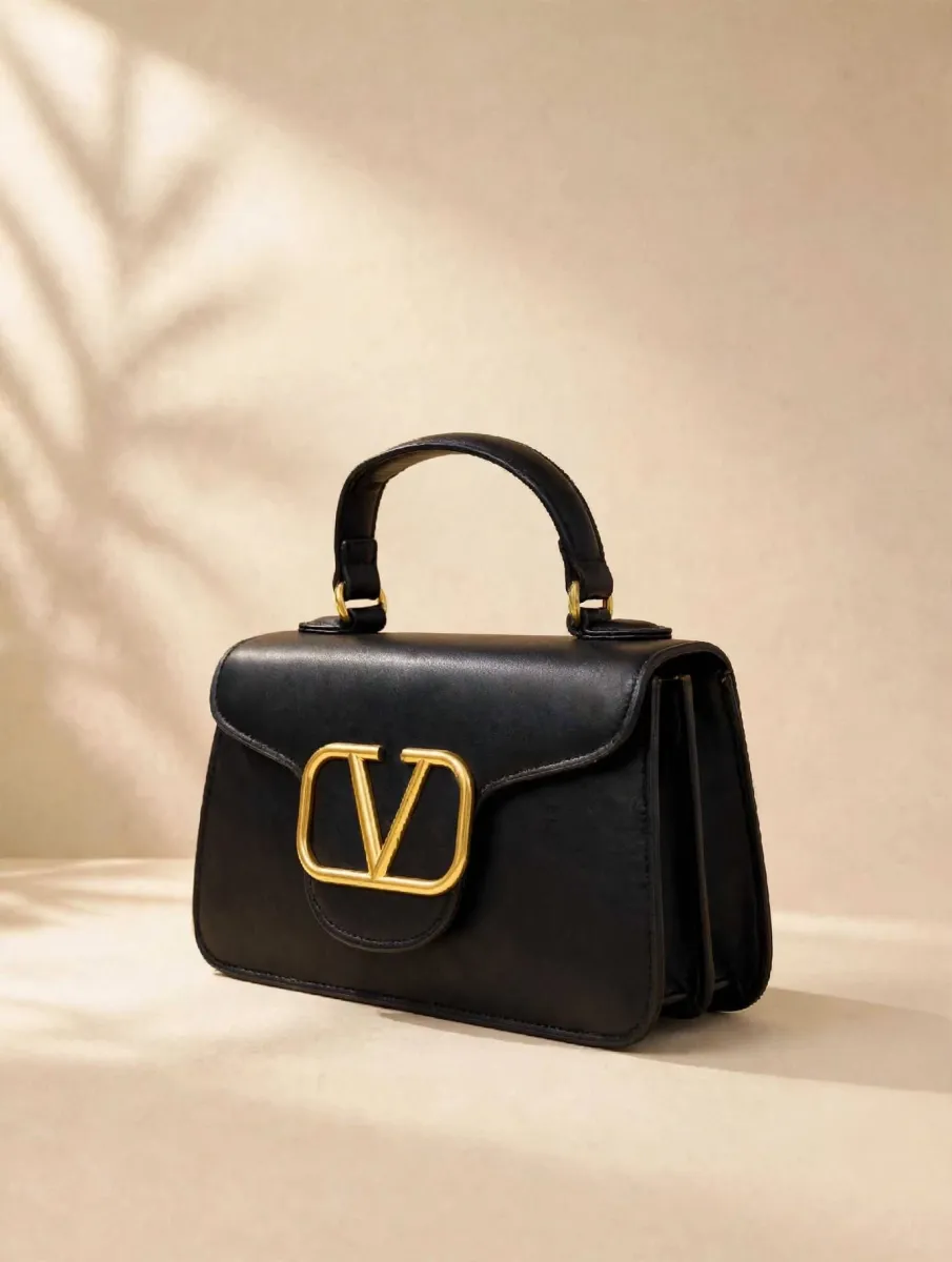 V-Logo Top Handle Sling Bag - Black