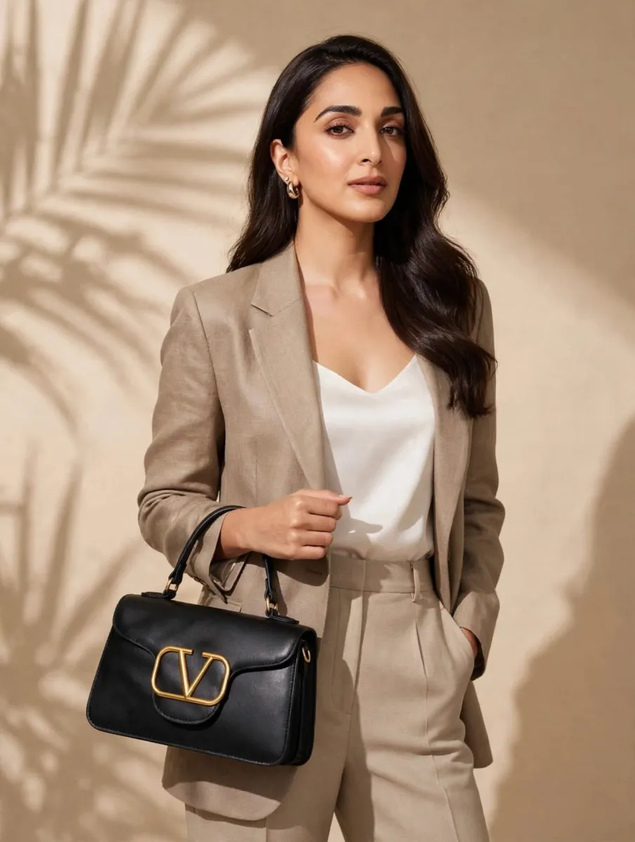 V-Logo Top Handle Sling Bag - Black